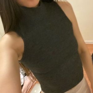 Brandy Melville High Neck Sleeveless Sweater Top